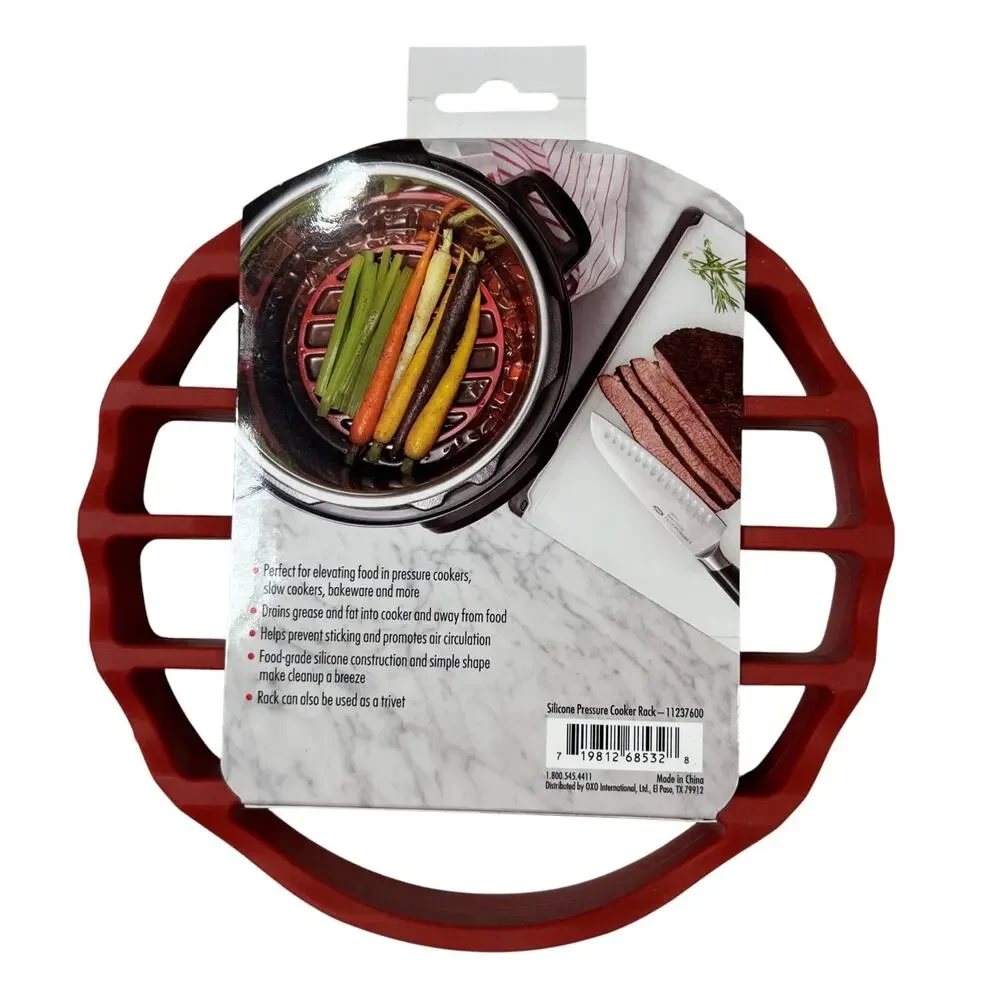 OXO Good Grips Silicone Pressure Cooker Rack Red Roasting Trivet NEW